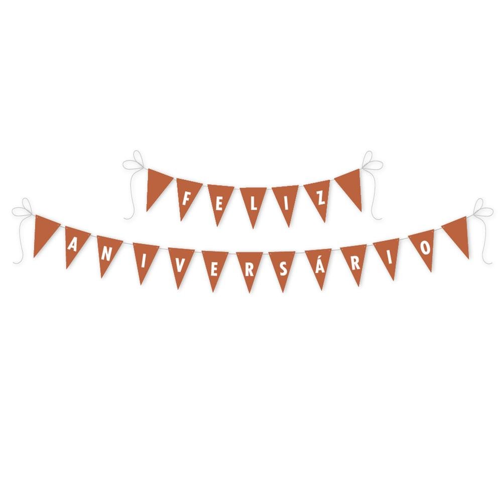 Faixa Feliz Aniversário Terracota Junco 175x13cm 1 unidade