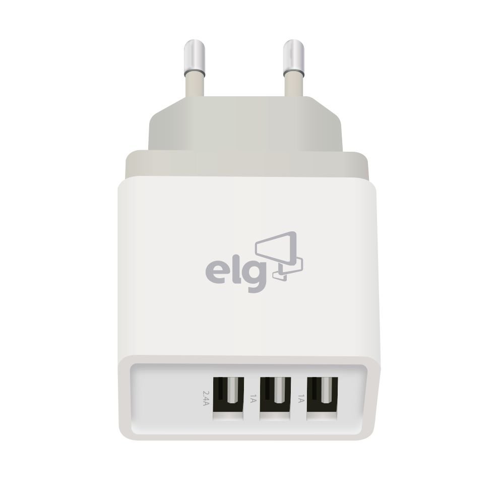 Carregador De Parede Universal Bivolt 3 Saidas USB 3.4A (2X1A / 1X2.4A) Para Carga Rapida - WC3S