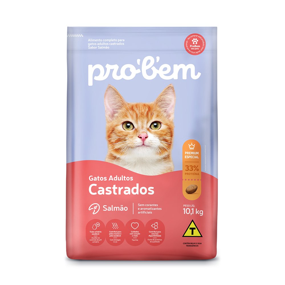 Ração Premium Especial Probem Gato Castrado Salmão 10,1kg