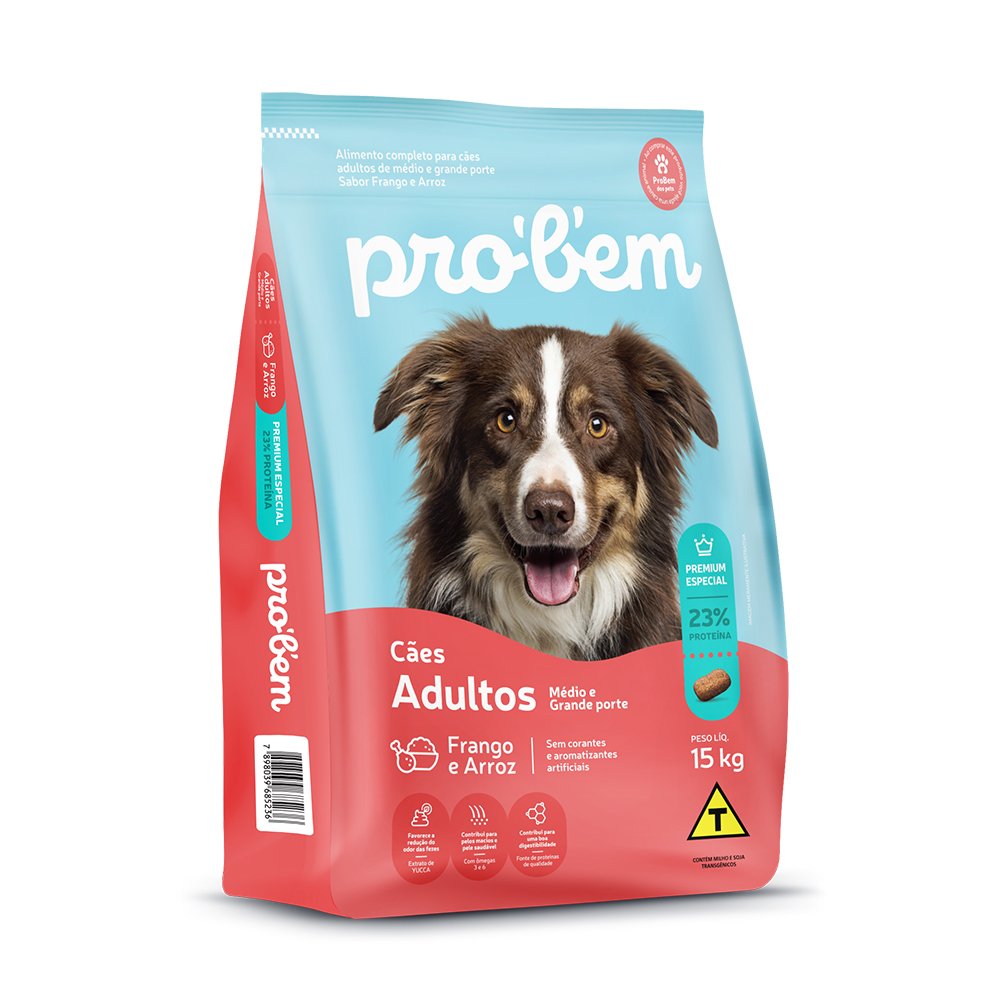 Ração Premium Especial Probem Cão Adulto Médio e Grande Porte Frango e Arroz 15kg