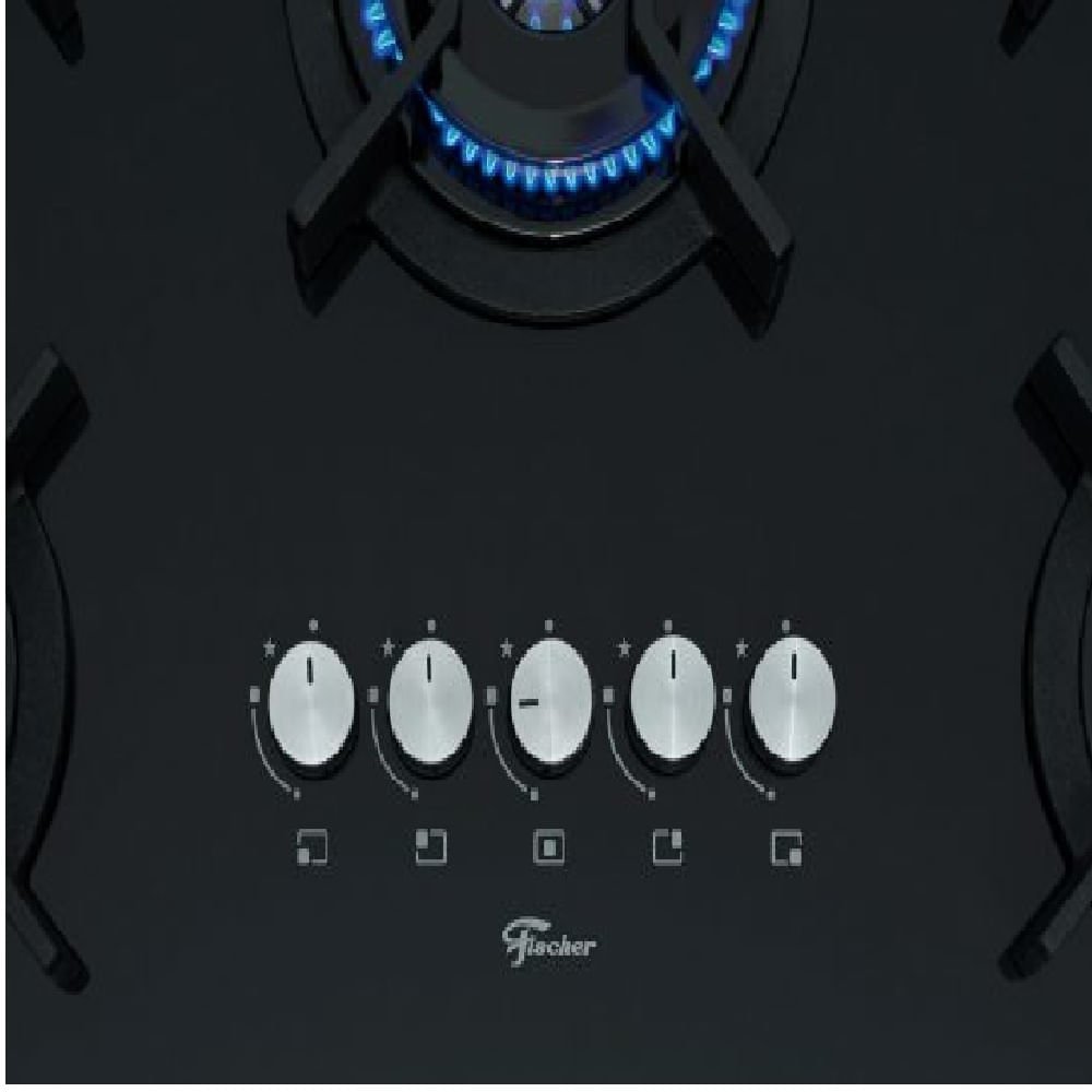 Fogão Cooktop Fischer 5q Tc Infinity Gás Mesa Vidro - Preto