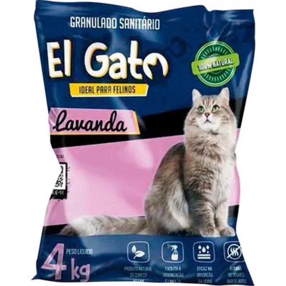 Areia Granulado Sanitário El Gato Lavanda 4kg