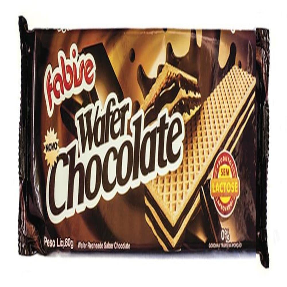 Biscoito Wafer Chocolate Fabise 80g Sem Lactose