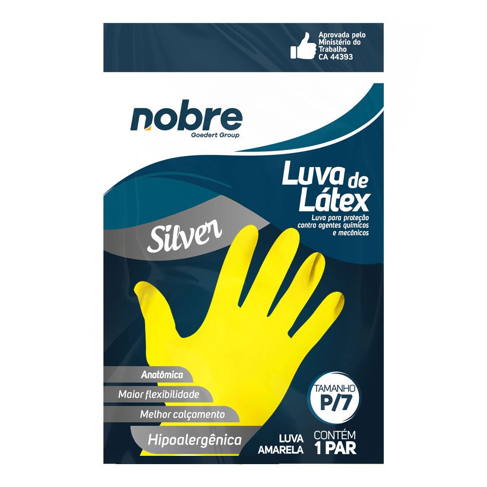 Luva De Borracha Latex P Amarela Silver Nobre