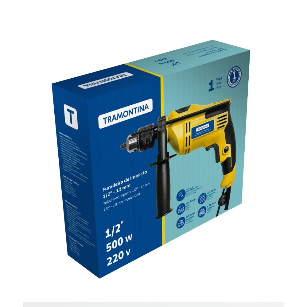 Furadeira Impacto Tramontina 1/2P 42360/220 500W Velocidade Reversível  220V