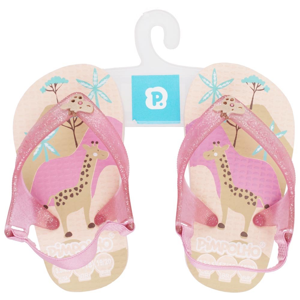 Kit Sandalia Praiana Baby Rosa/Girafa Feminino Pimpolho Com 12 Pares - Numeração 17 A 23