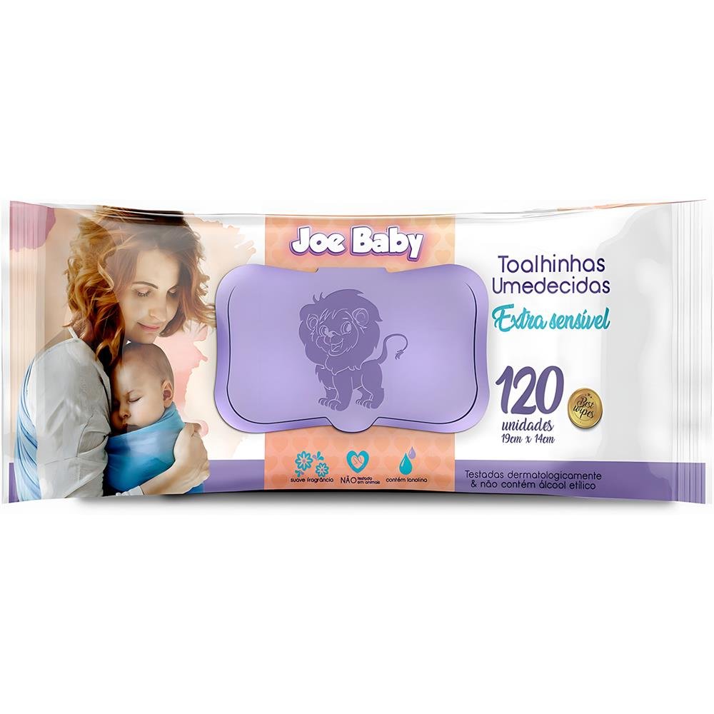 Lenco Umedecido Joe Baby Extra Sensivel Com Tampa Com 120 Lencos