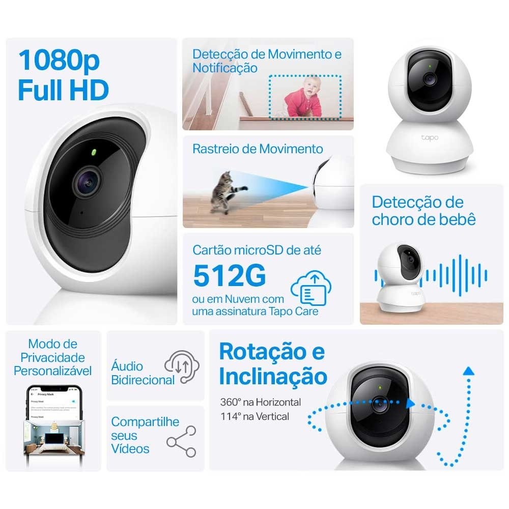 Camera De Segurança Wi-Fi, Full Hd, Tapo C200, Tp-Link