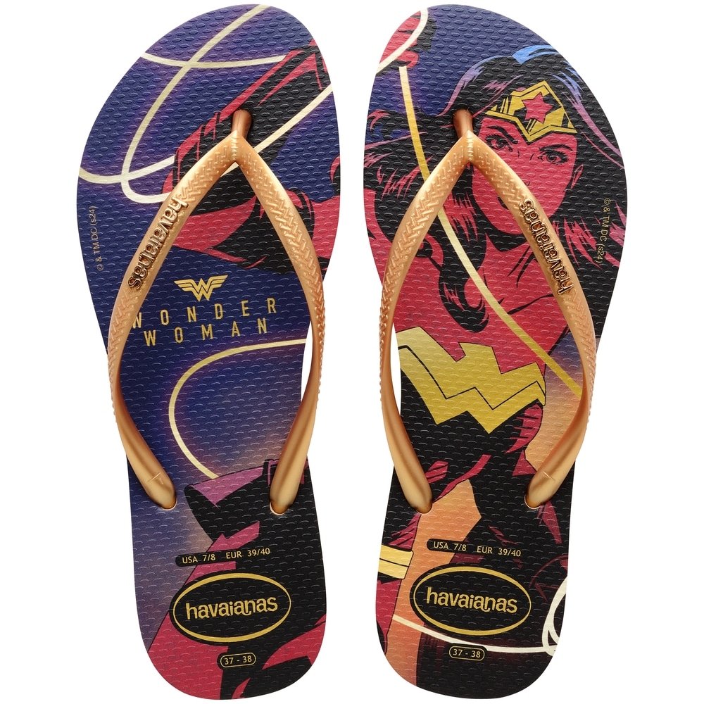 Havaianas Slim Mulher Maravilha Marinho/Ouro 37/8