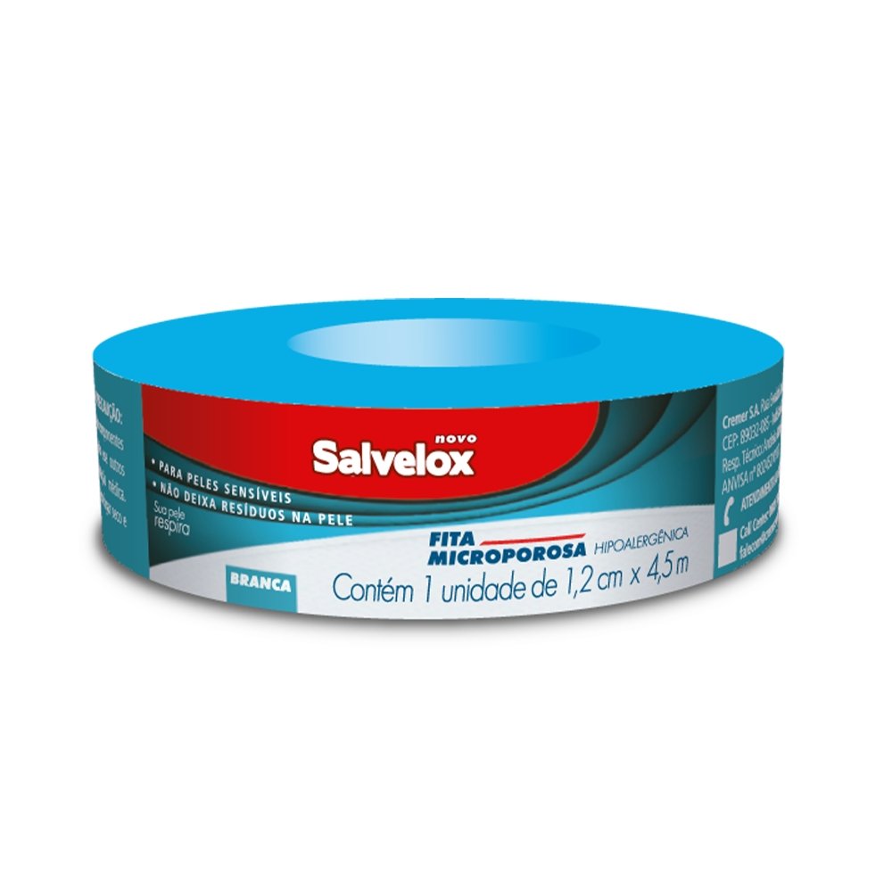 Fita Microporosa Salvelox Hipoalergenica Branco 1,2cmx4,5m