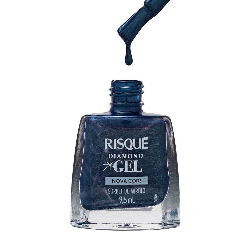 Esmalte Risqué Cintilante Diamond Gel Sorbet de Mirtilo Avulso 9,5ml