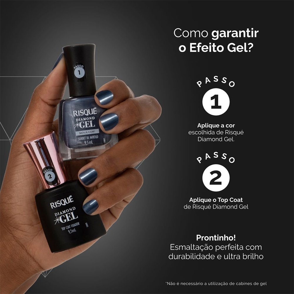 Esmalte Risqué Cintilante Diamond Gel Sorbet de Mirtilo Avulso 9,5ml