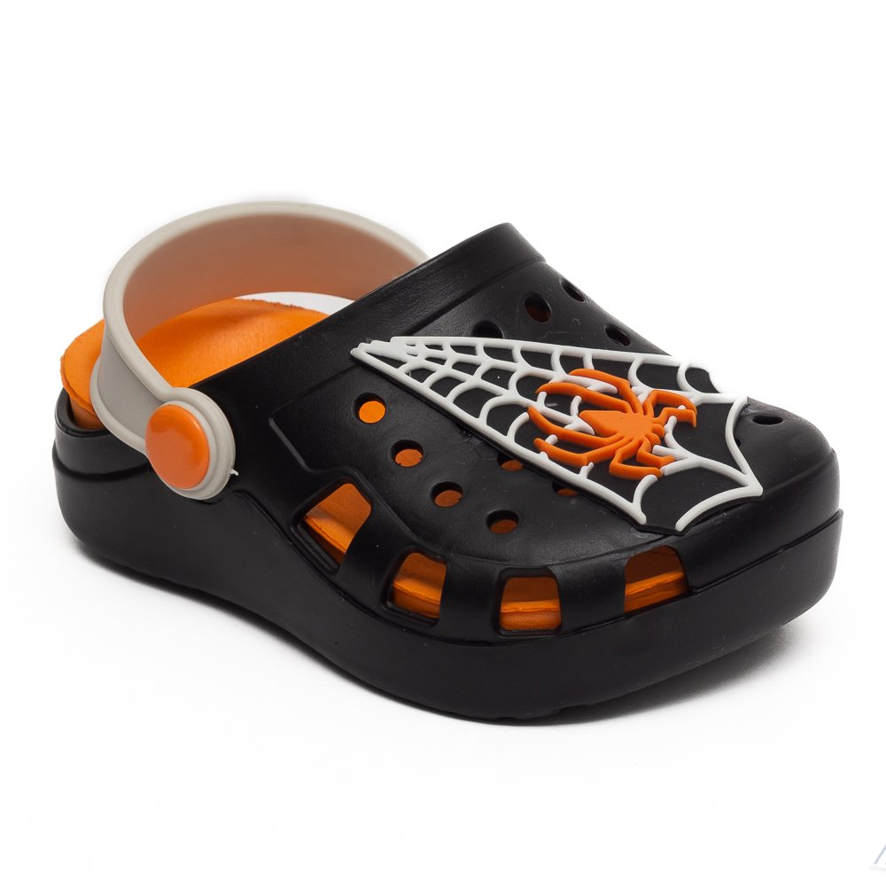 Kit Sandalia Infantil Pimpolho Babuche Preta/Laranja 6 Pares - Numeração 16 A 21