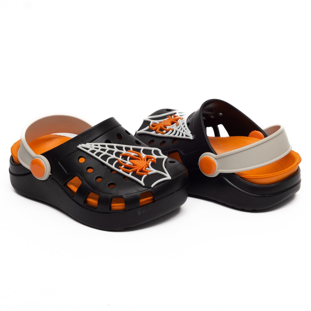 Kit Sandalia Infantil Pimpolho Babuche Preta/Laranja 6 Pares - Numeração 16 A 21