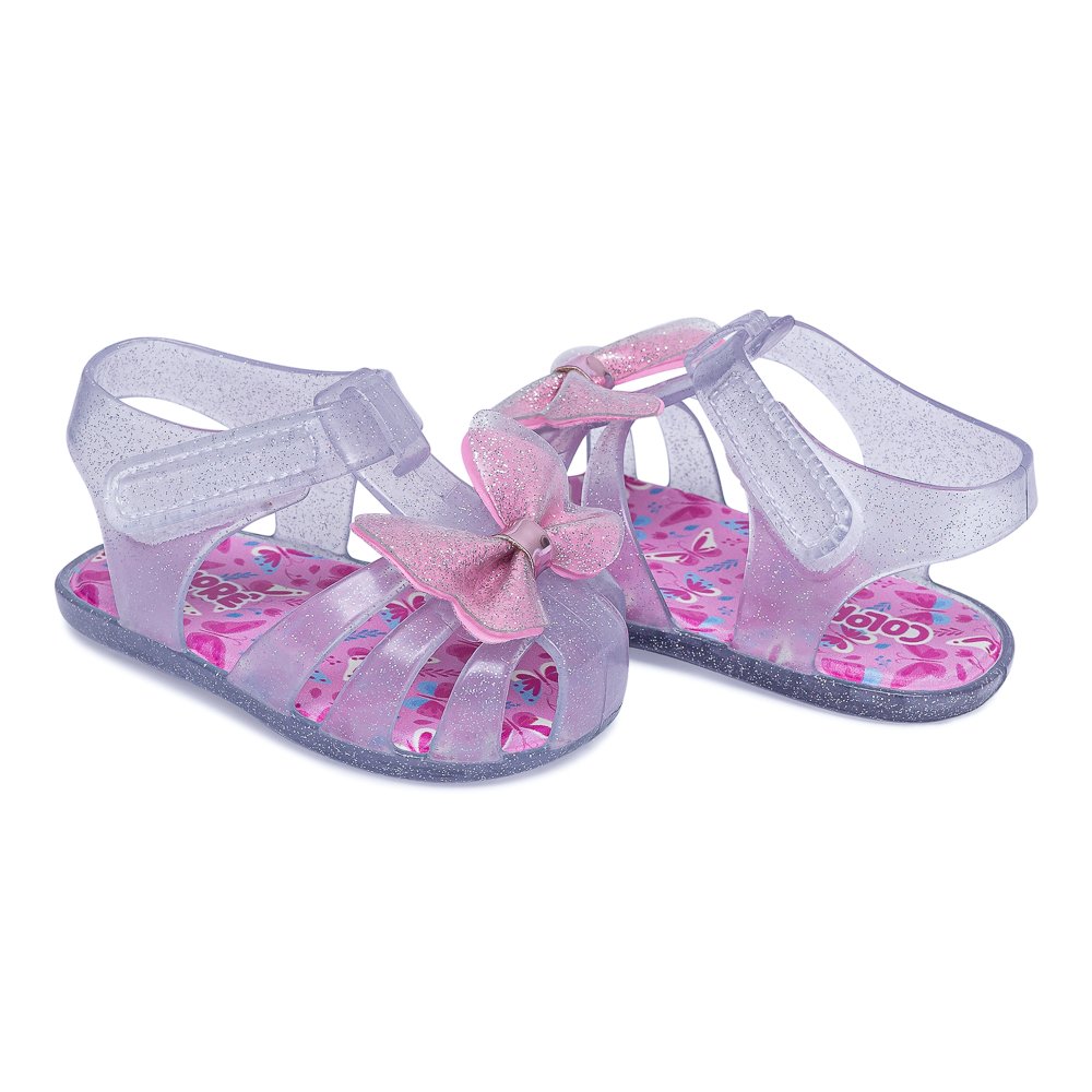 Kit Sandalia Infantil Mimo Glitter Prata 6 Pares - Numeração 02 A 04