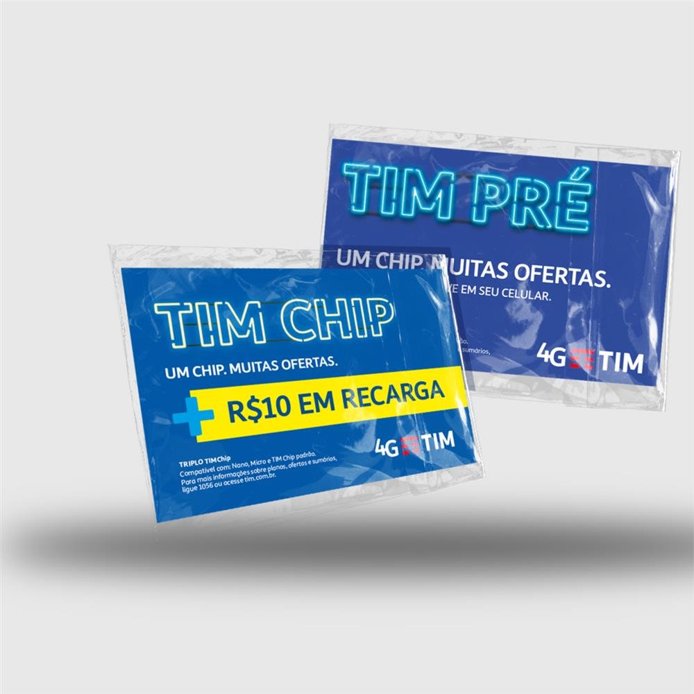 Chip TIM Pré-Pago - Pack 13 Chips (7 Sem Recarga + 6 Com Recarga R$ 10,00)