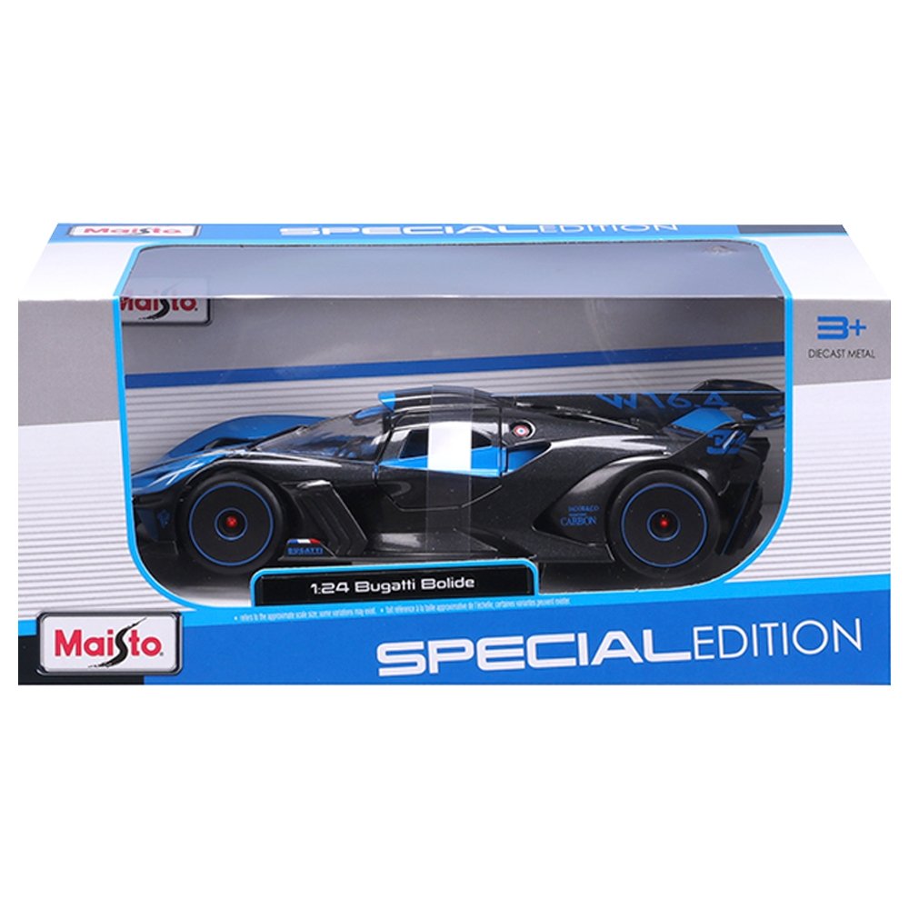 Carrinho Maisto 1:24 Bugatti Bolide Azul e Preto