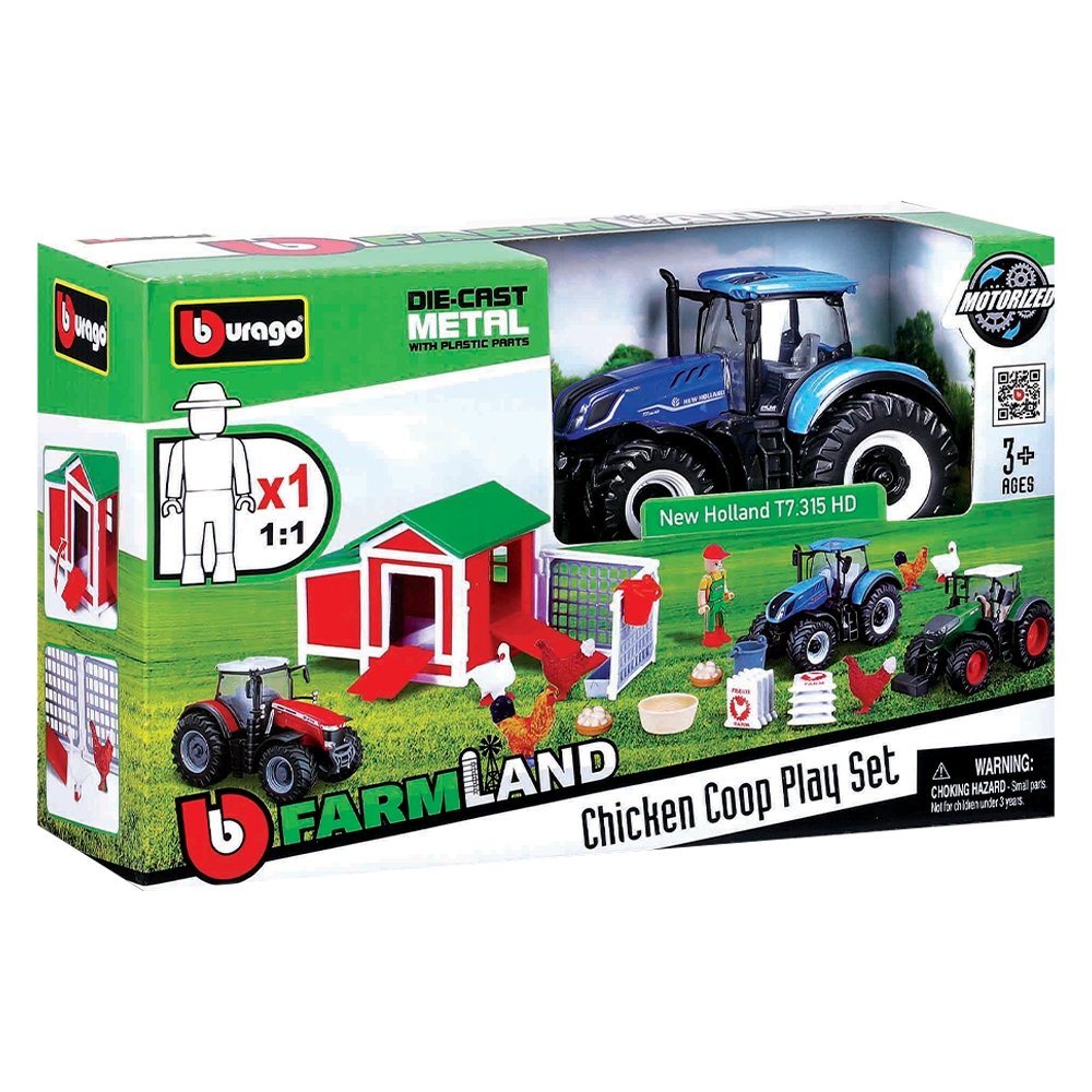 Kit Fazendinha Galinheiro Com Trator Burago