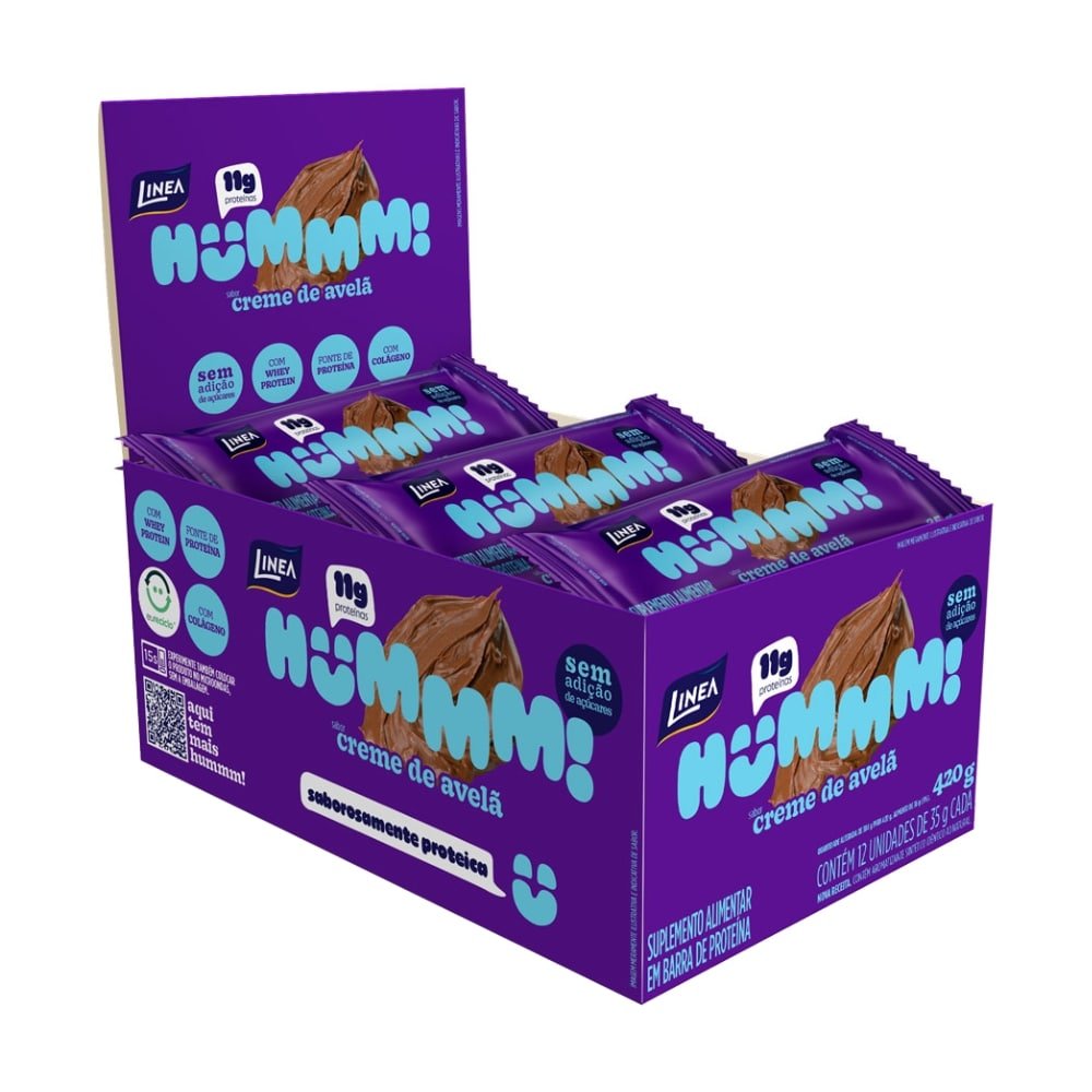 Barra de Proteína Linea Hummm Creme de Avelã 35g - Embalagem com 12 Unidades