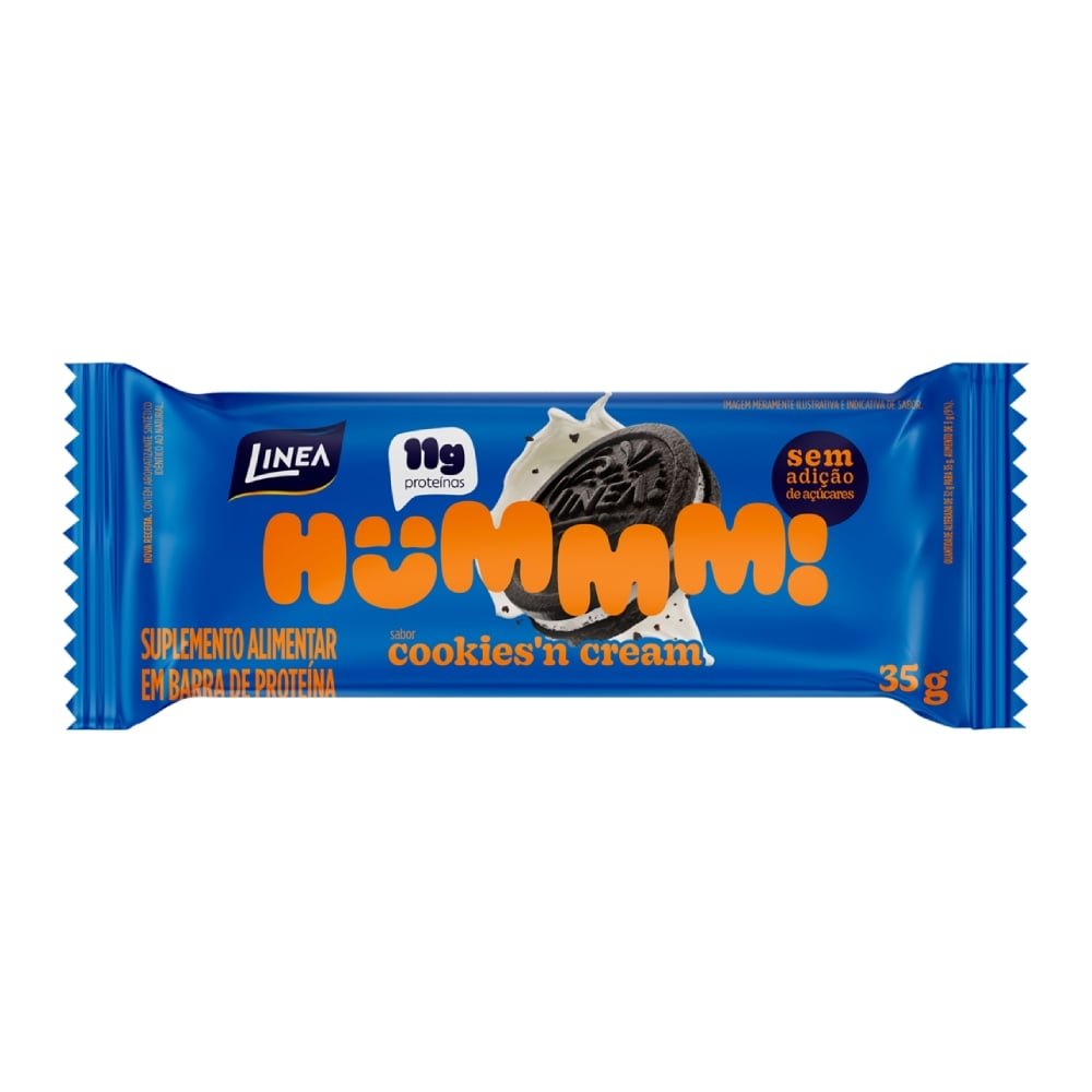 Barra de Proteína Linea Hummm Cookies'n Cream 35g - Embalagem com 12 Unidades
