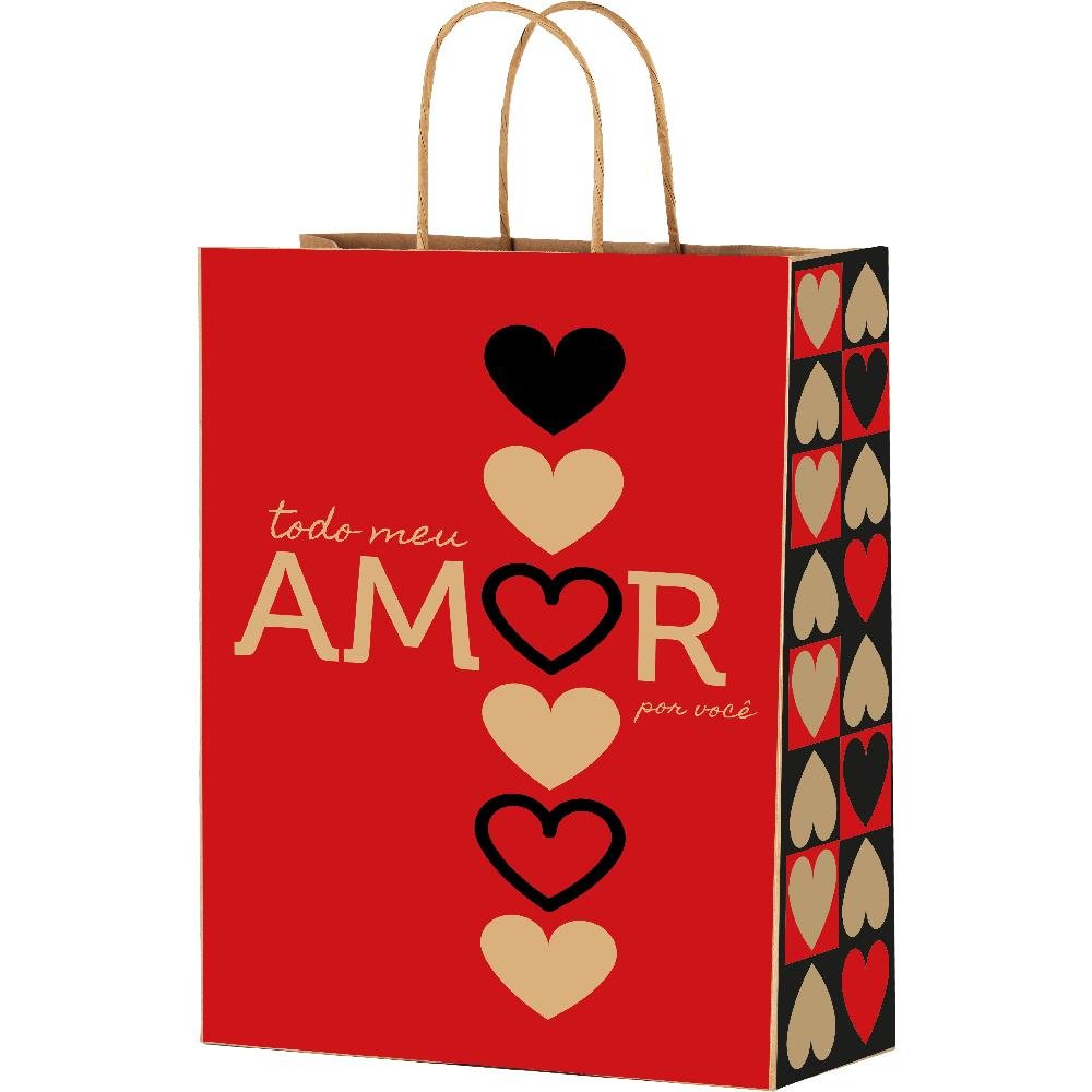 Sacola De Papel P 28X18X9Cm Todo O Meu Amor