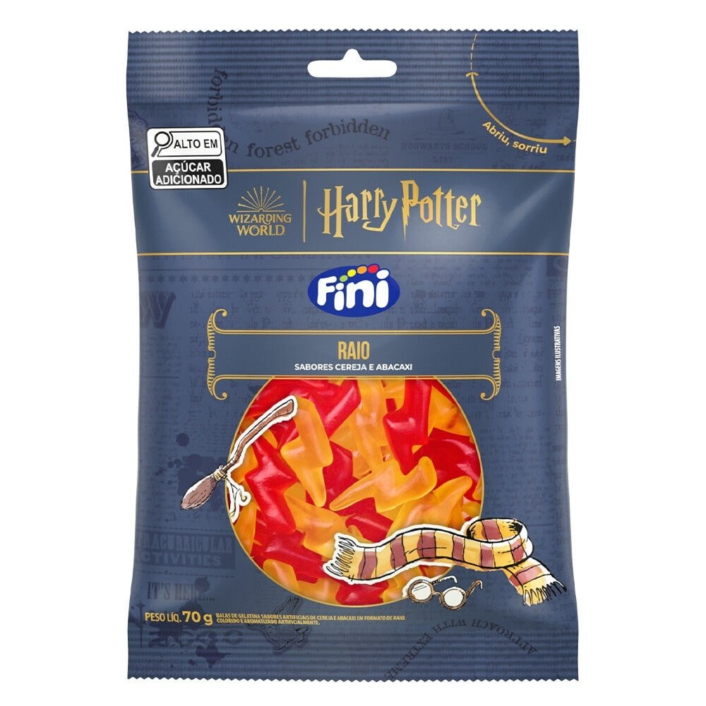 Bala Fini Gelatina Raio Harry Potter 70g - Embalagem com 12 Unidades