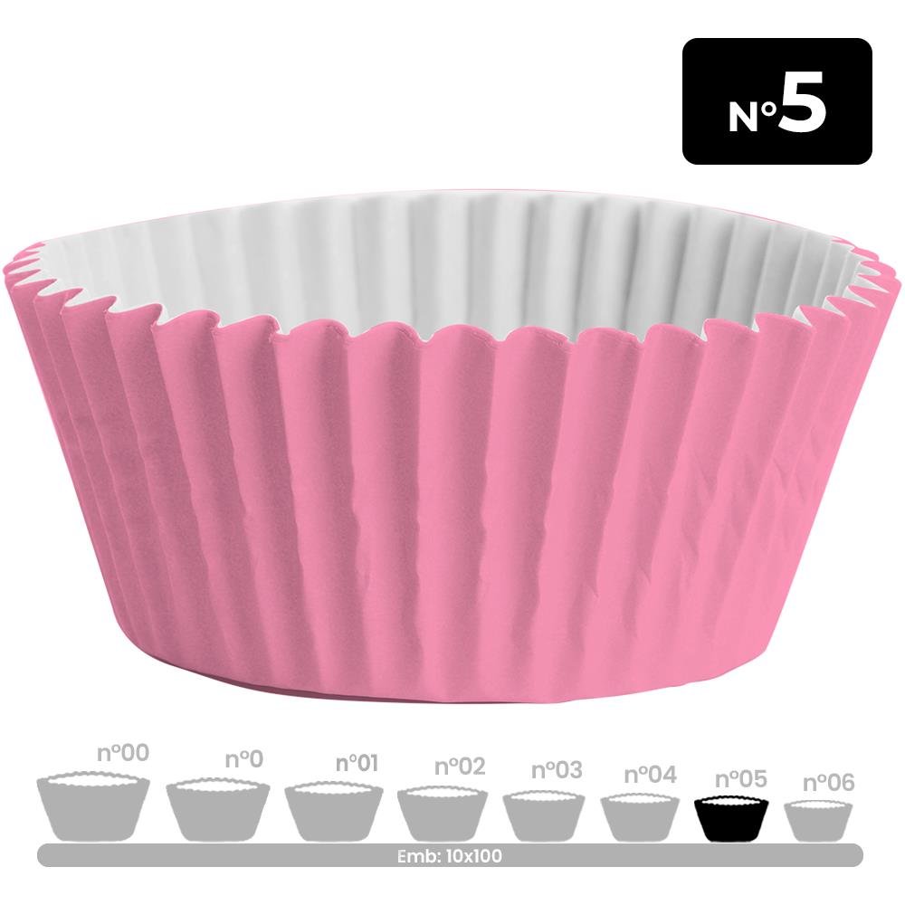 Forminha Papel N 5 Rosa Clara - Embalagem com 100 unidades.