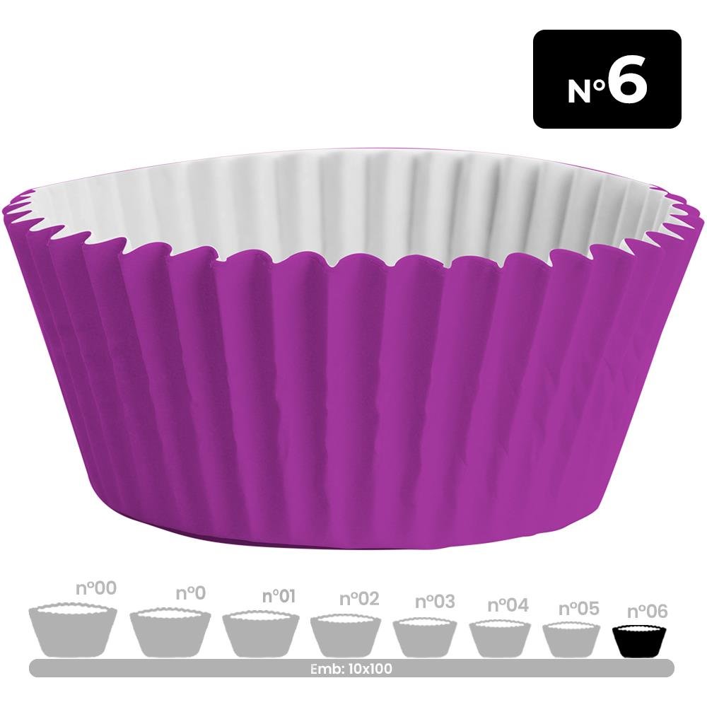Forminha Papel N 6 Roxa - Embalagem com 100 unidades.