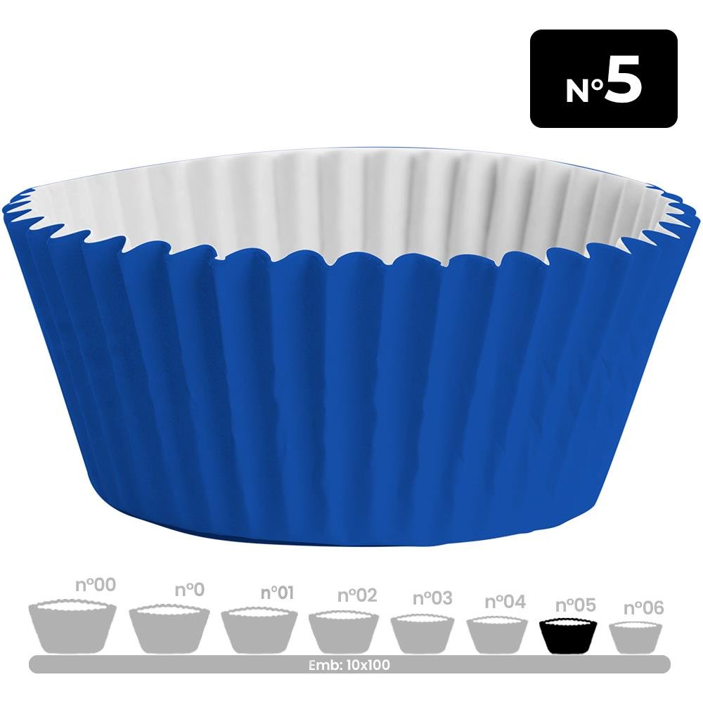 Forminha Papel N 5 Azul Escura - Embalagem com 100 unidades.