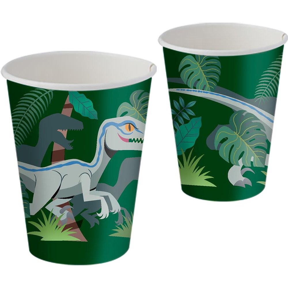 Copo Papel 200Ml Jurassic Play - Embalagem com 8 unidades.