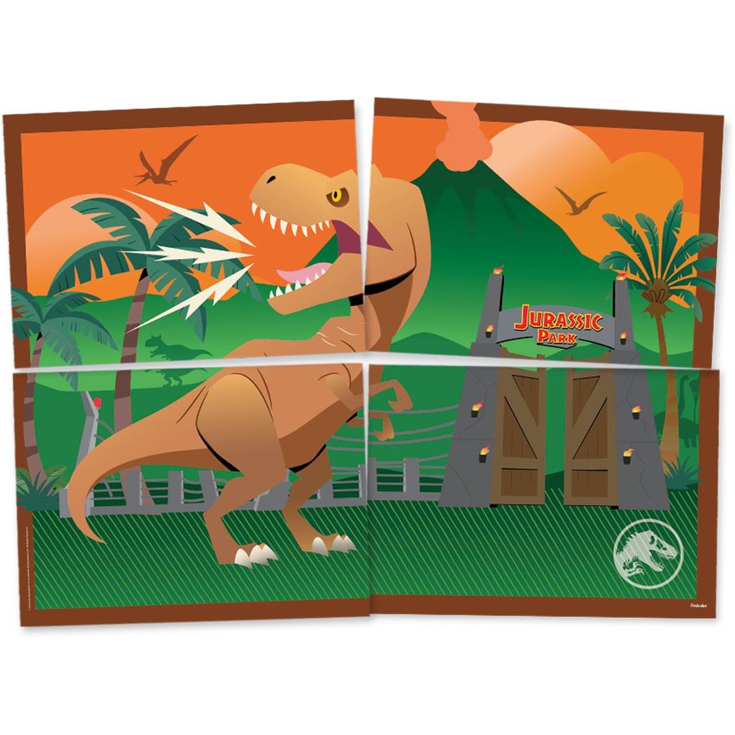 Painel 4 Partes Jurassic Play