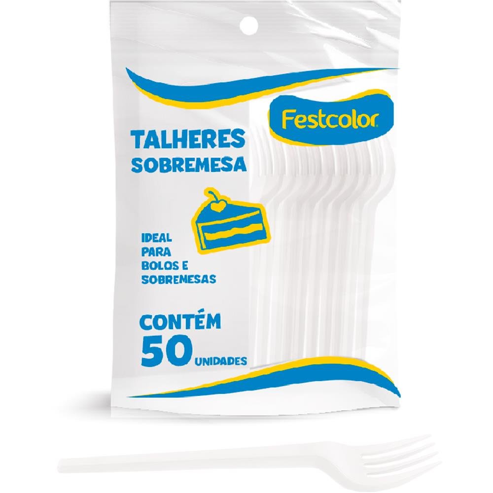 Garfo Plastico De Sobremesa Cristal - Embalagem com 50 unidades.