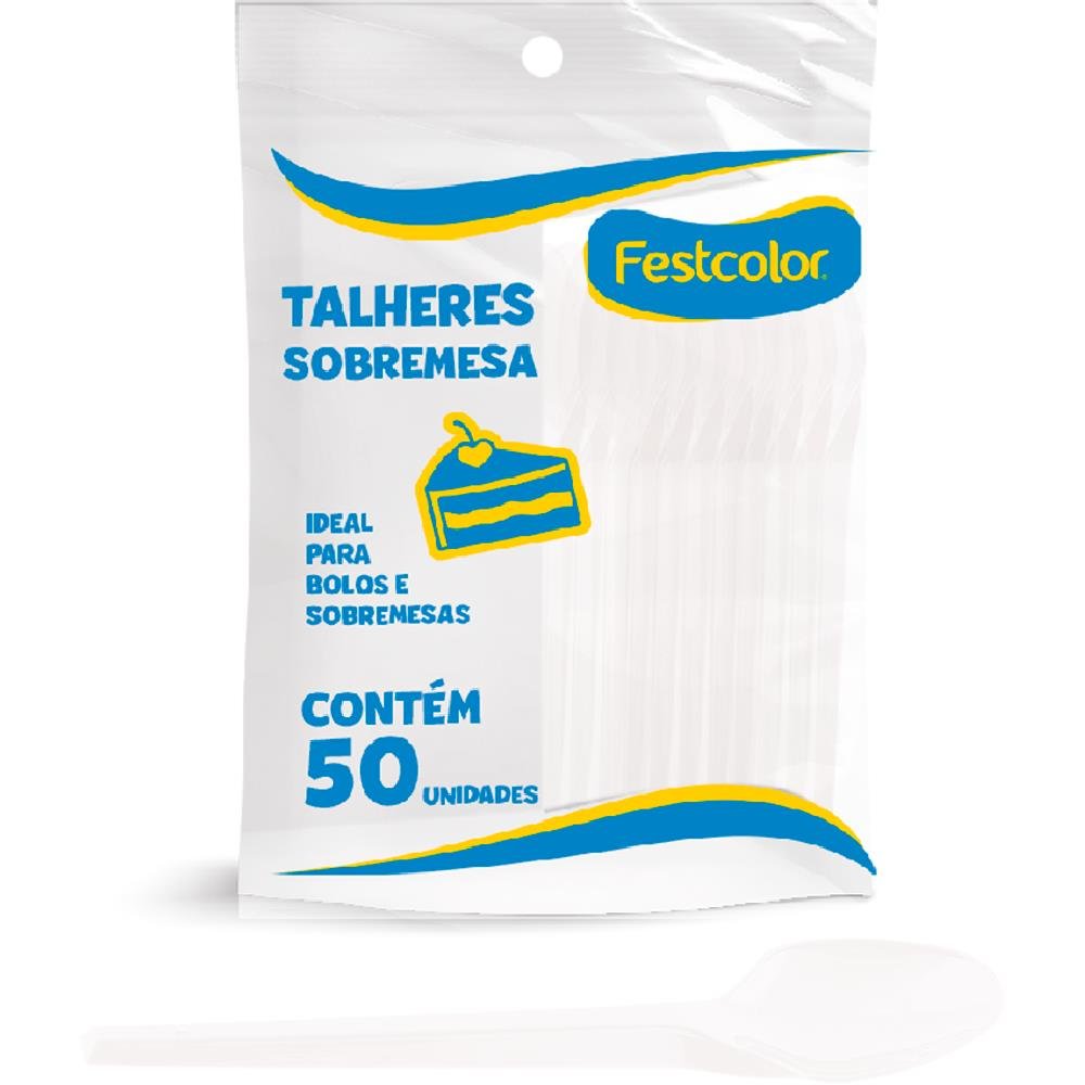 Colher Plastica De Sobremesa Cristal - Embalagem com 50 unidades.