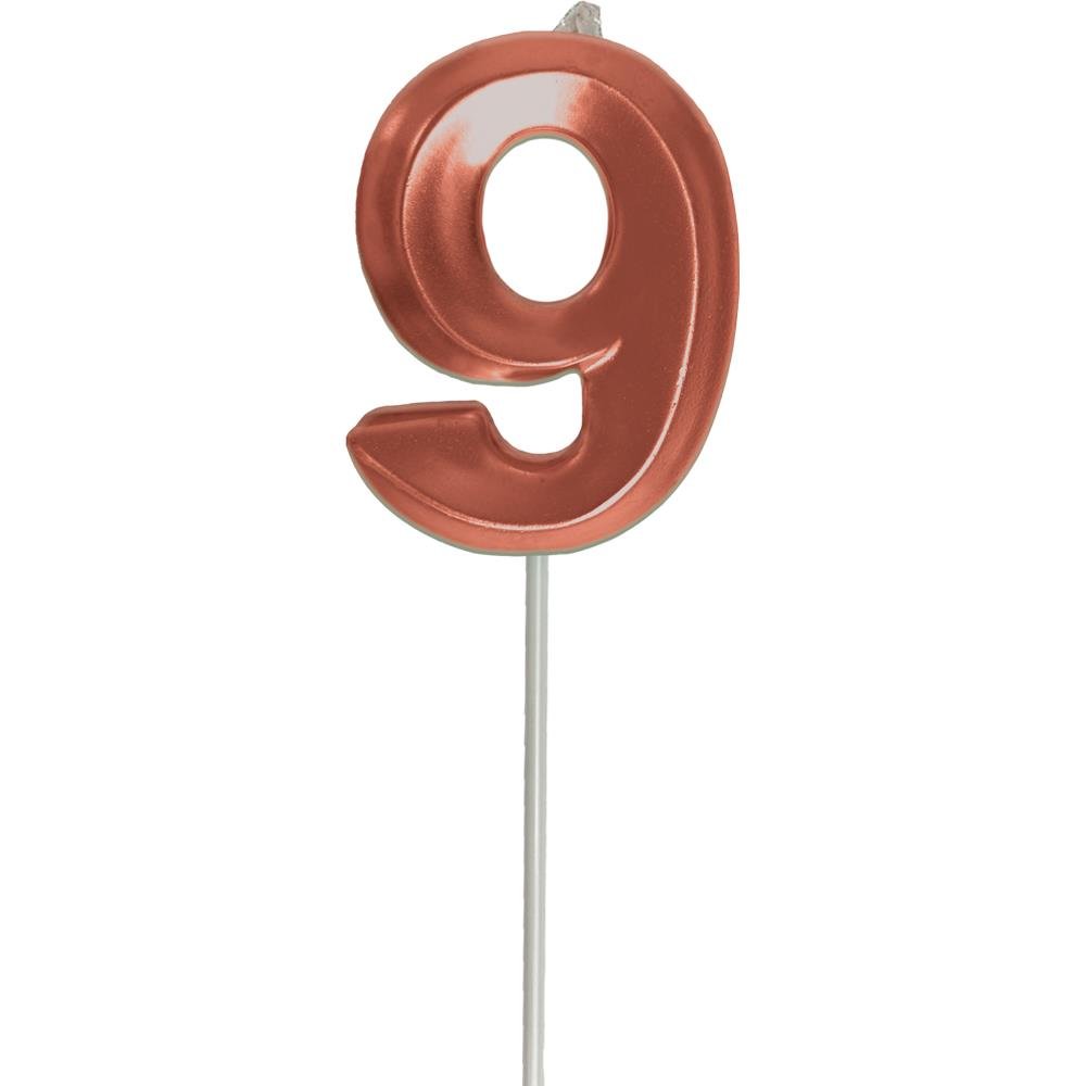 Vela Slim Metallic Cobre N 9 - Embalagem com 1 unidade.