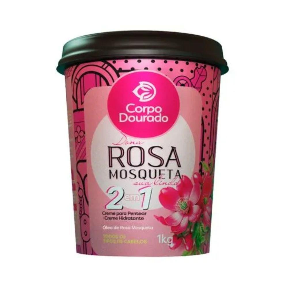 Creme De Pentear + Creme De Hidratação Dona Rosa Mosqueta Sua Linda Corpo Dourado 1Kg