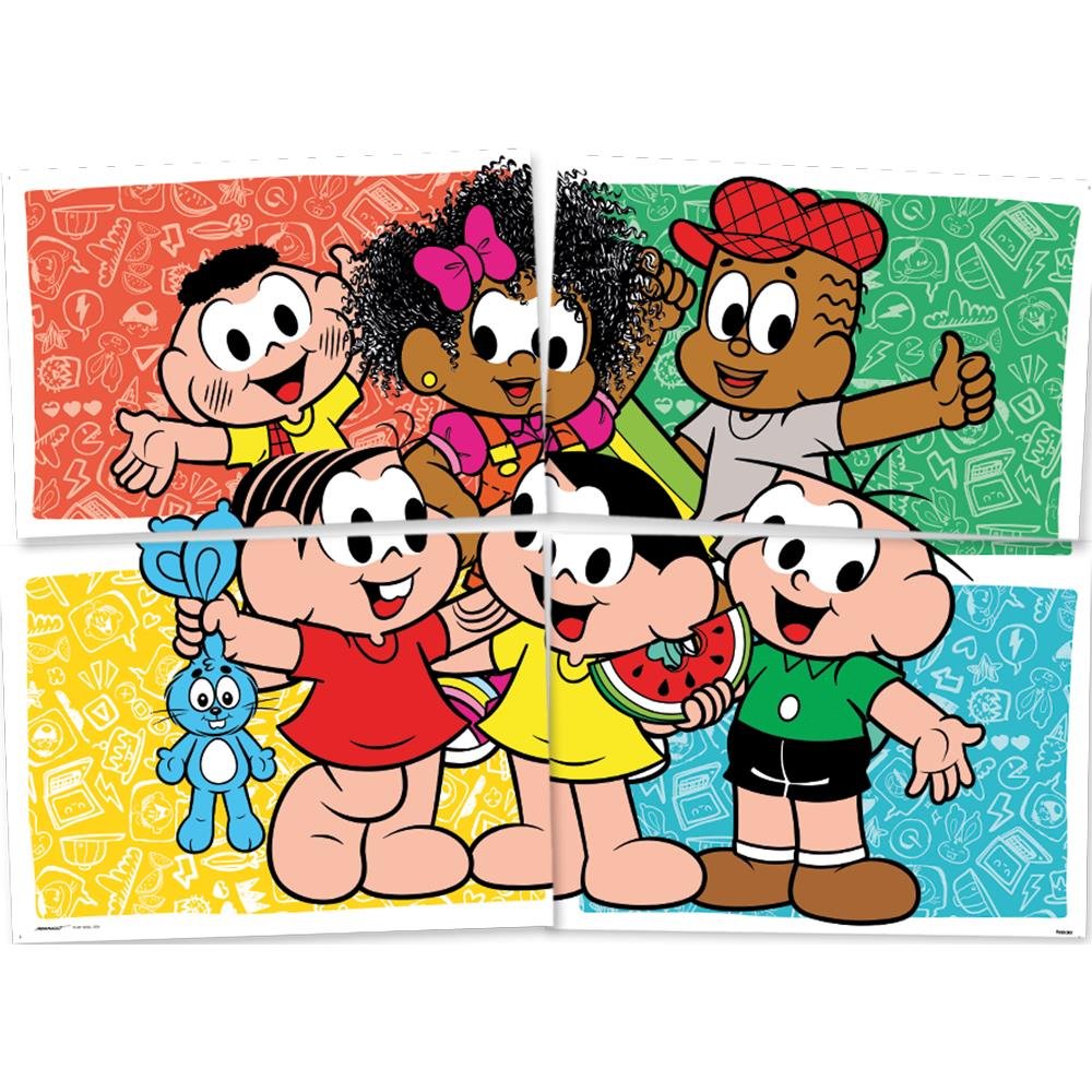 Painel 4 Laminas Turma Da Monica