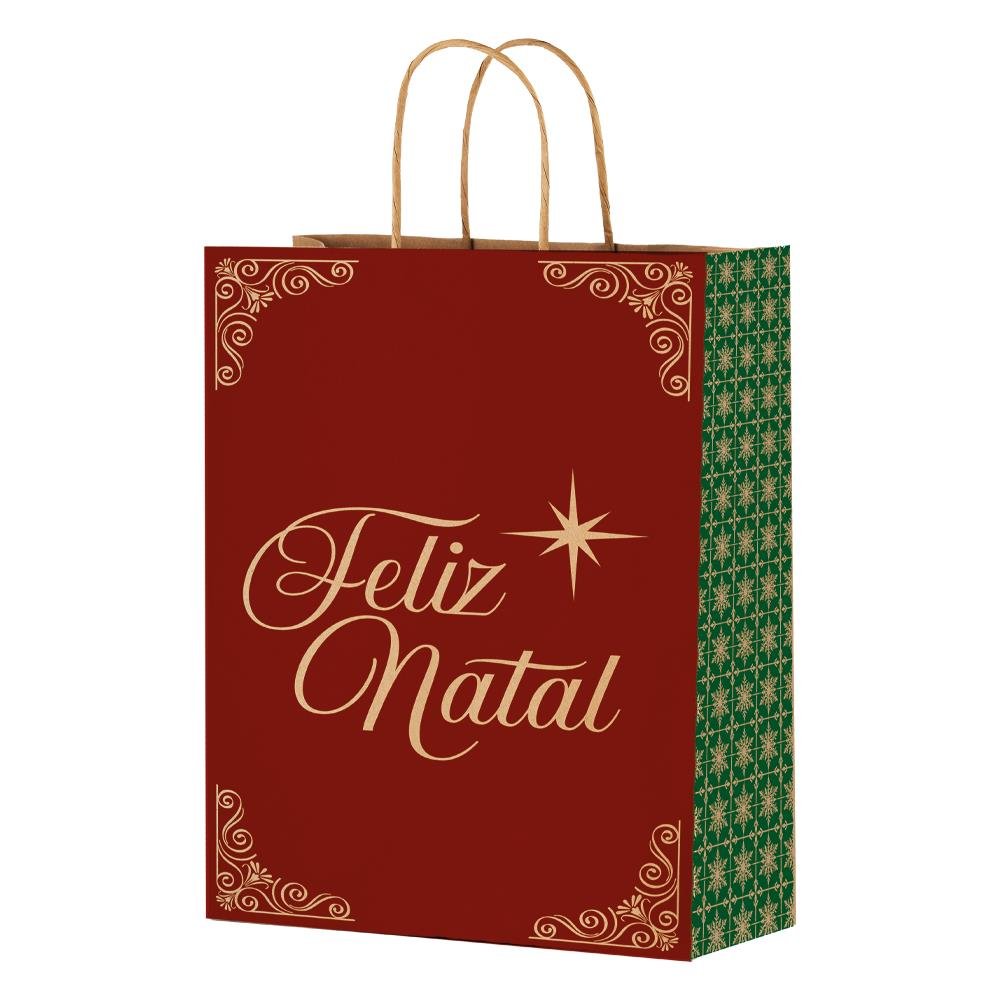 Sacola De Papel P 28X18X9 Noite Feliz - Embalagem com 25 unidades.