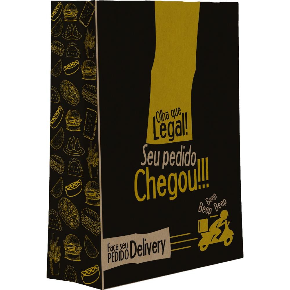 Saco De Papel P 28X18X9 Delivery Amarelo Food Service - Embalagem com 50 unidades.