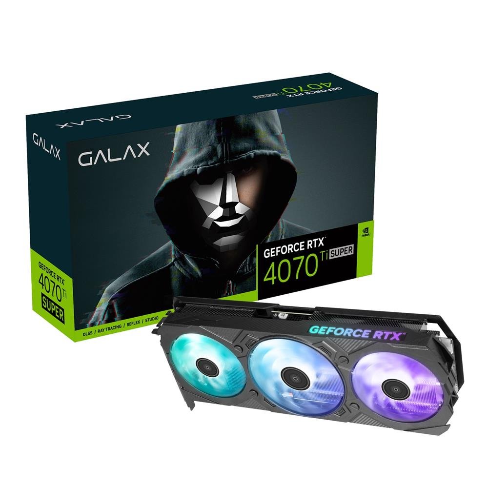 Placa de Video Galax RTX 4070 Ti Super EX Gamer 1-Click OC V2, 16GB, GDDR6X, 256-Bit, ARGB, Preto