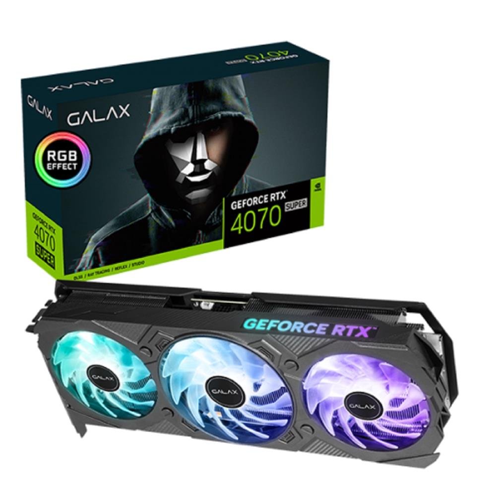 Placa de Video Galax GeForce RTX 4070 Super Ex Gamer, 12GB, GDDR6X, 192-Bit, ARGB, Preto