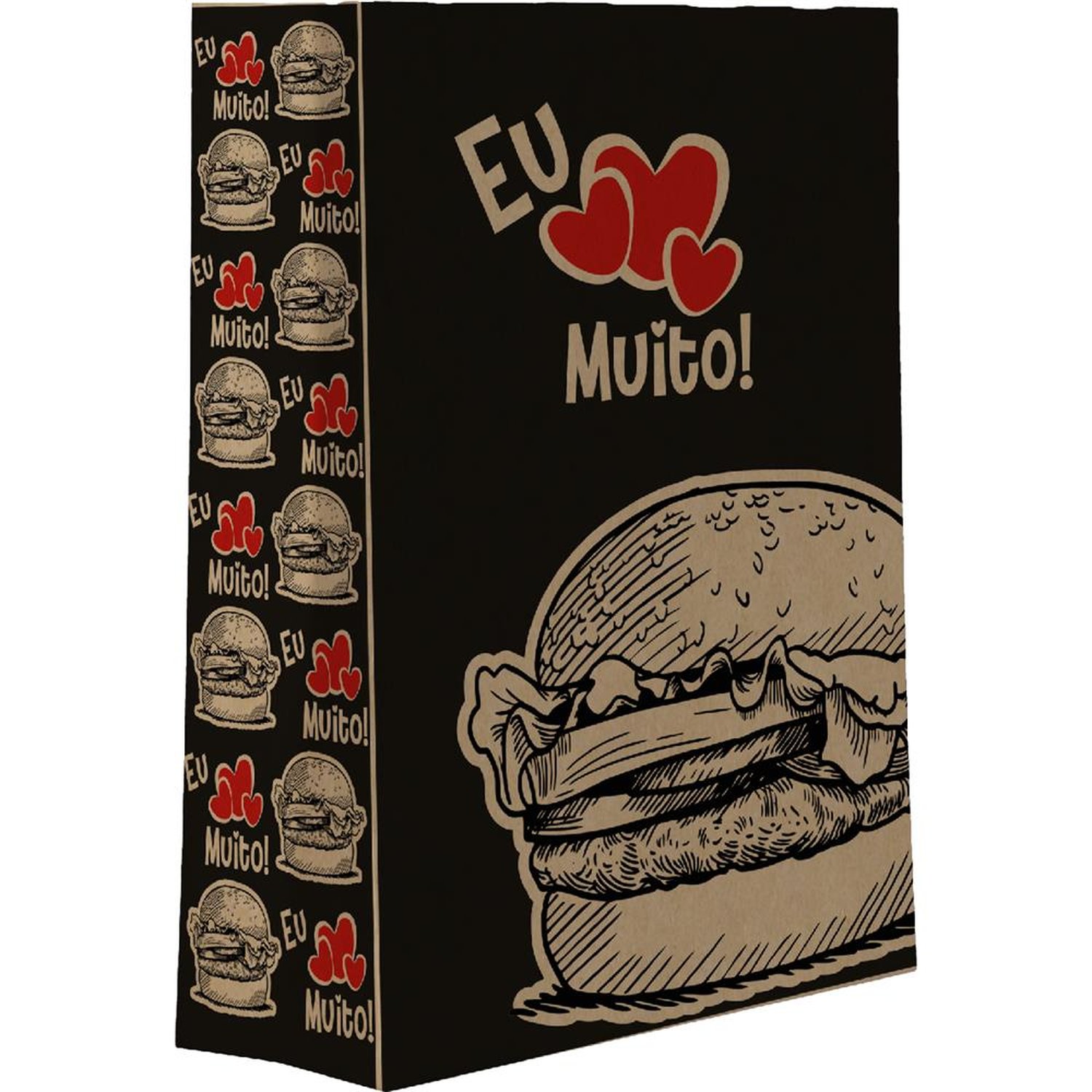 Saco De Papel G 33X26X17 Hamb. Preto Food Service - Embalagem com 50 unidades.