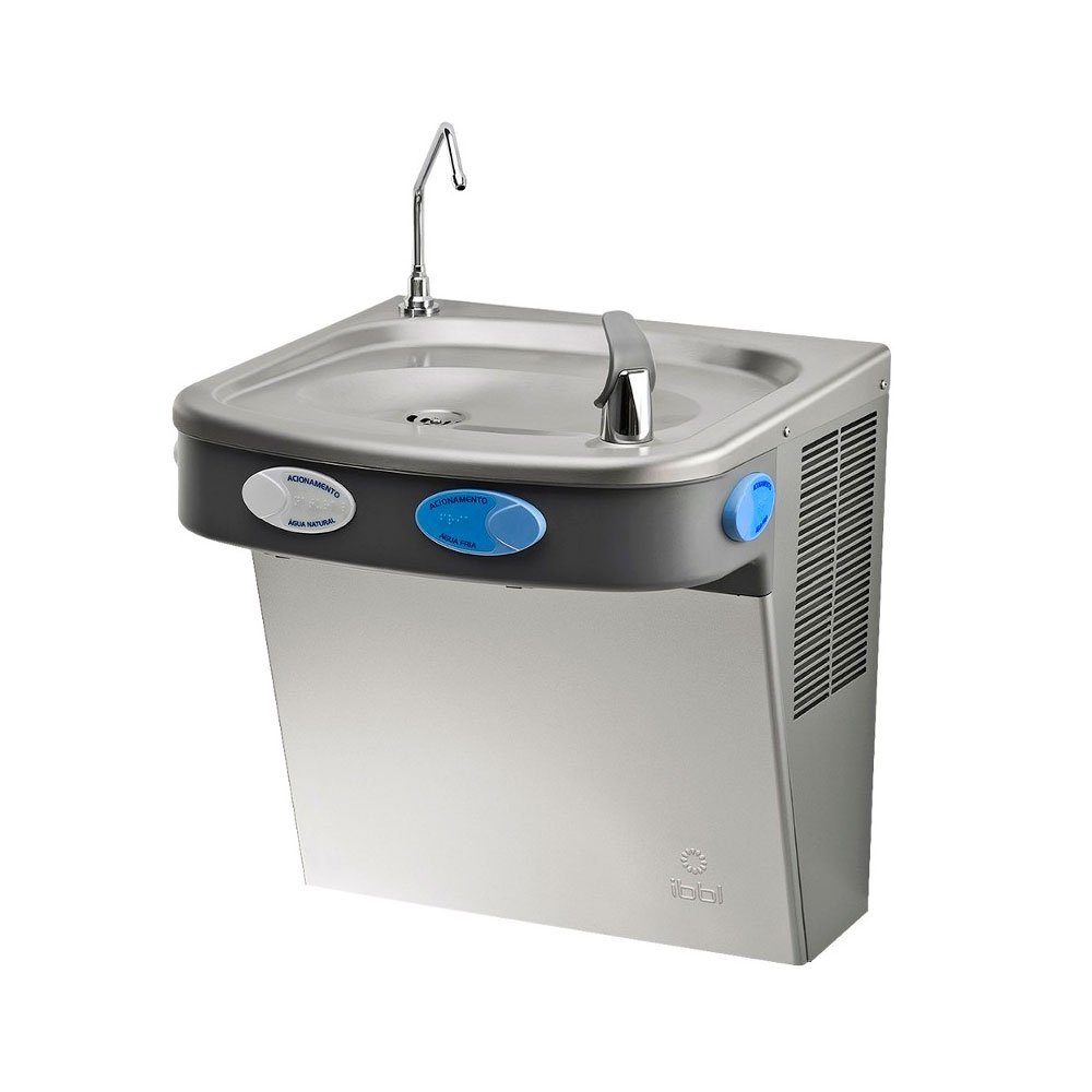 Bebedouro de Água de Pressão IBBL BDF 300, 2 torneiras acessíveis com Compressor, Prata, 220V