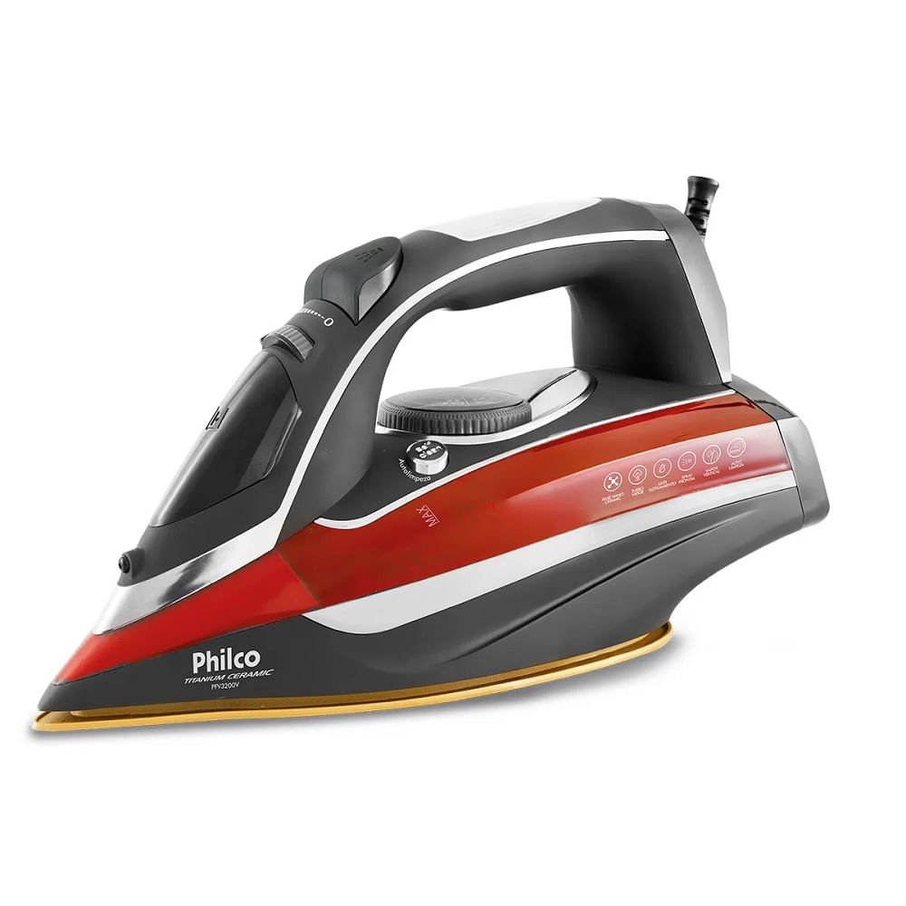 Ferro a Vapor Philco Titanium Ceramic Cinza e Vermelho PFV3200V ¿ 220 Volts