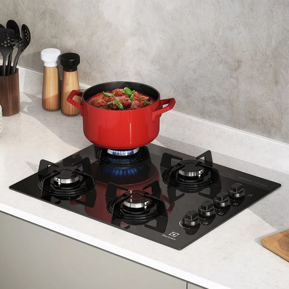 Cooktop a Gás Electrolux 4 Bocas Preto com Acendimento Automático KE4GP ¿ Bivolt