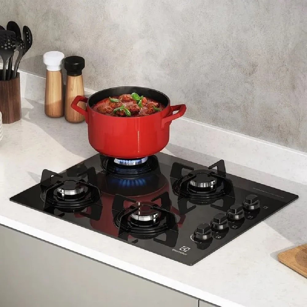 Cooktop a Gás Electrolux 4 Bocas Preto com Acendimento Automático KE4GP ¿ Bivolt