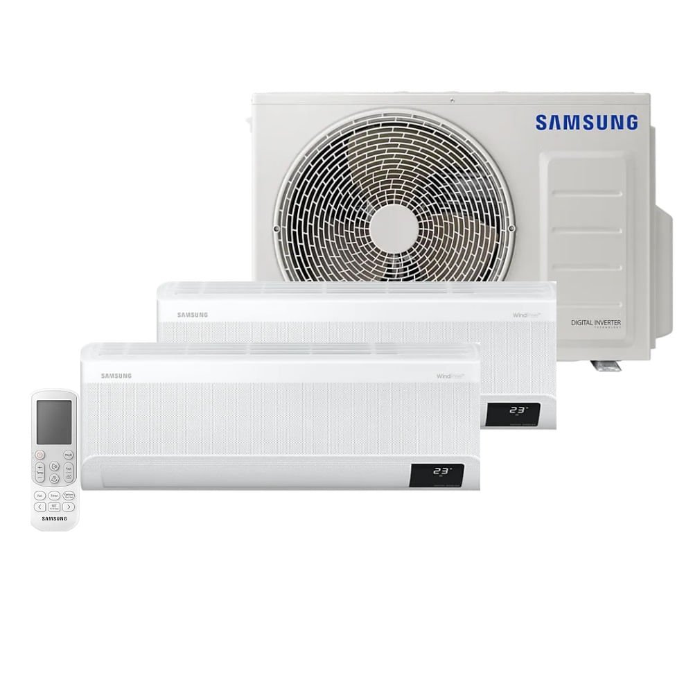 Ar Condicionado Multi Split Samsung Hi Wall Wind Free 2x9000 BTU/h Quente e Frio AJ050AXJ2KH/AZ ¿ 220 Volts