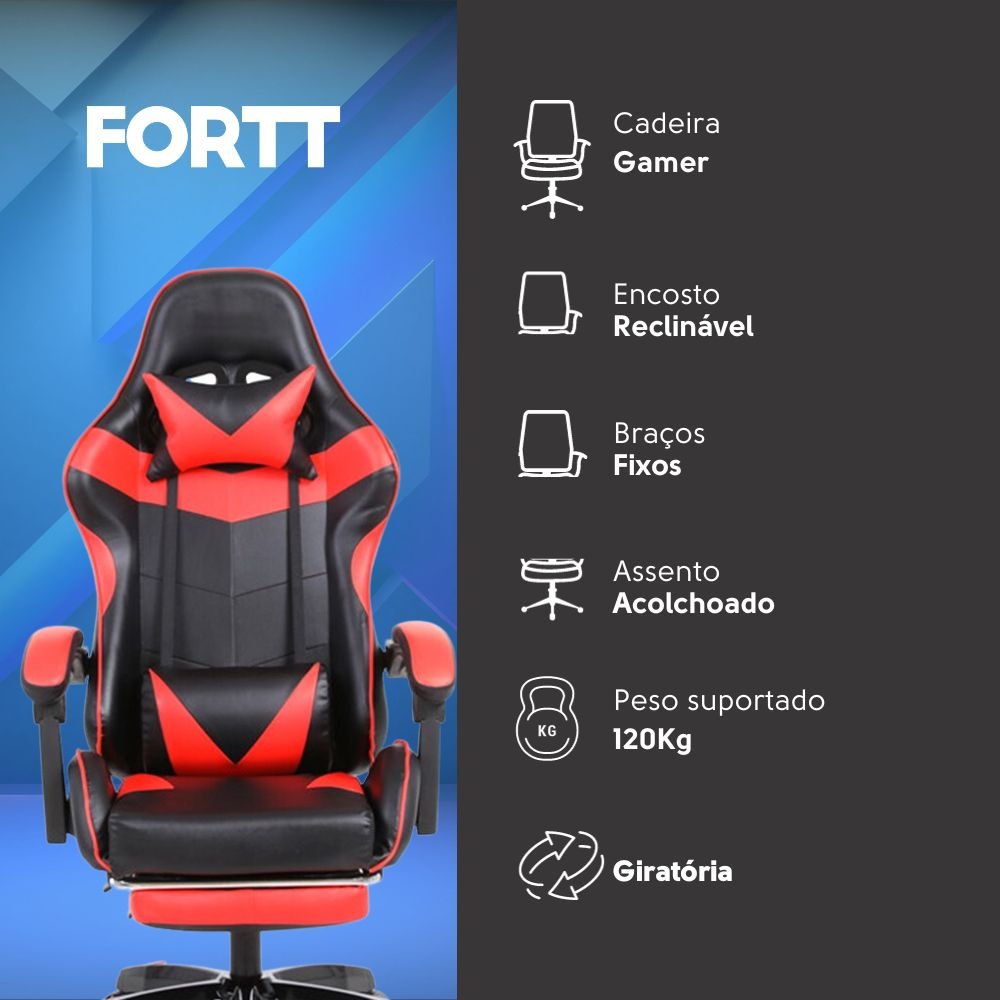 Cadeira Gamer Fortt Trieste Vermelha - CGF002-V