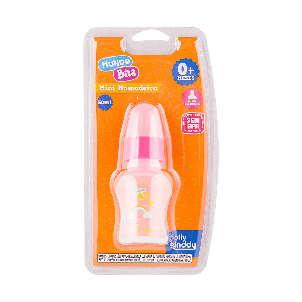 Mamadeira Lolly Mini Mundo Bita 50ml Rosa