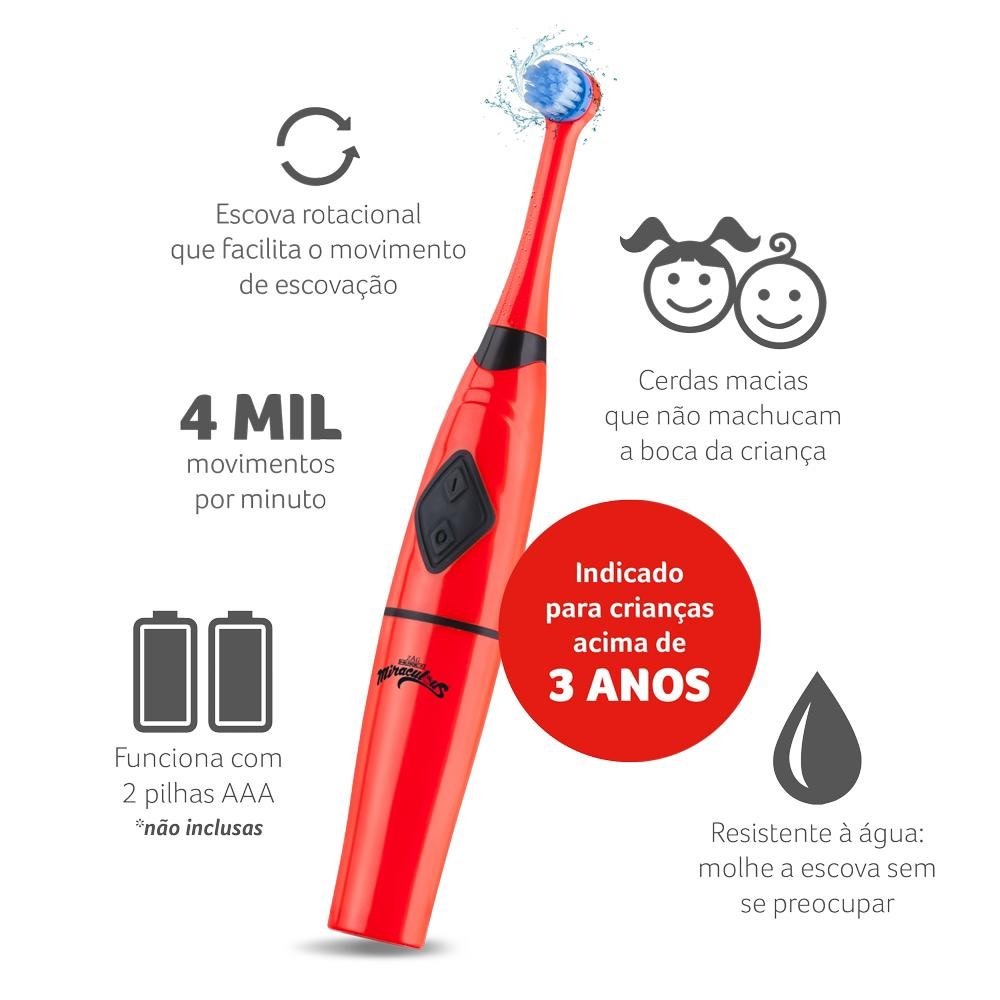 Escova Eletrica Rotacional Funny Brush - Lady Bug Miraculous Multi Saude - HC428