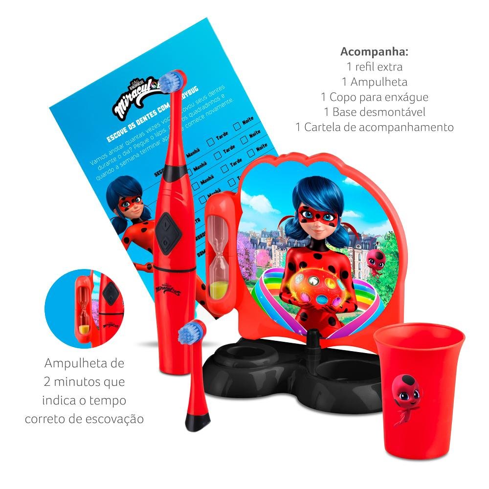 Escova Eletrica Rotacional Funny Brush - Lady Bug Miraculous Multi Saude - HC428